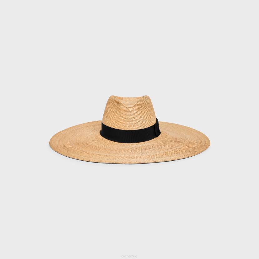 accesorios CELINE sombrero triomphe de ala ancha de paja natural/negro mujer NL481224