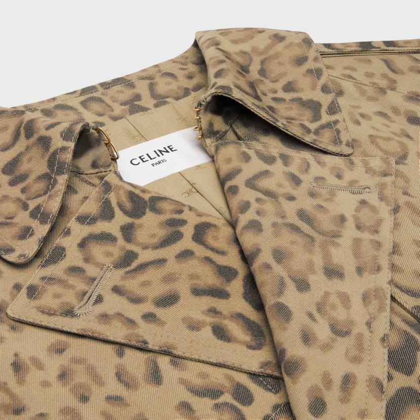 vestir CELINE Gabardina vivienne de gabardina de algodón leopardo mujer NL48566