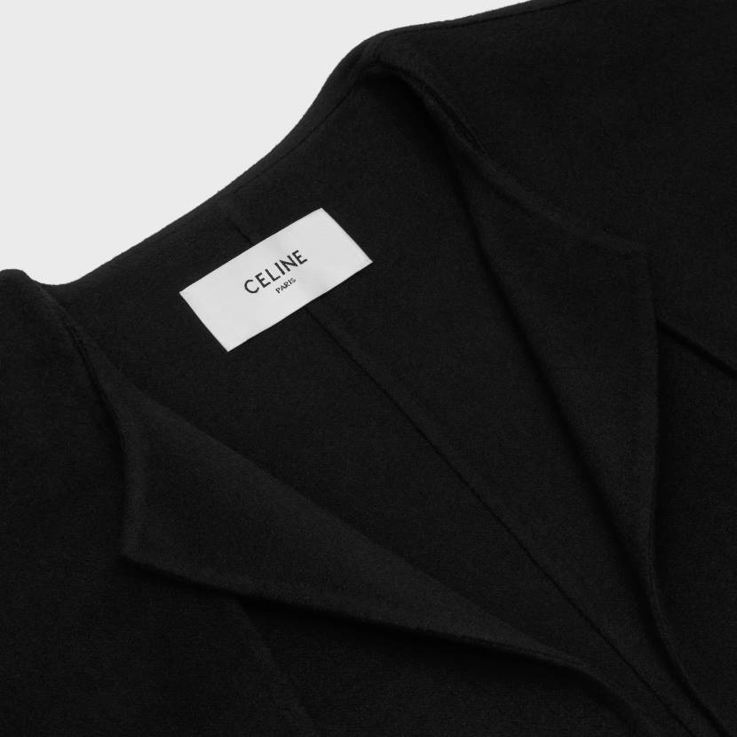vestir CELINE abrigo con cuello puro en cashmere doble faz negro mujer NL48742