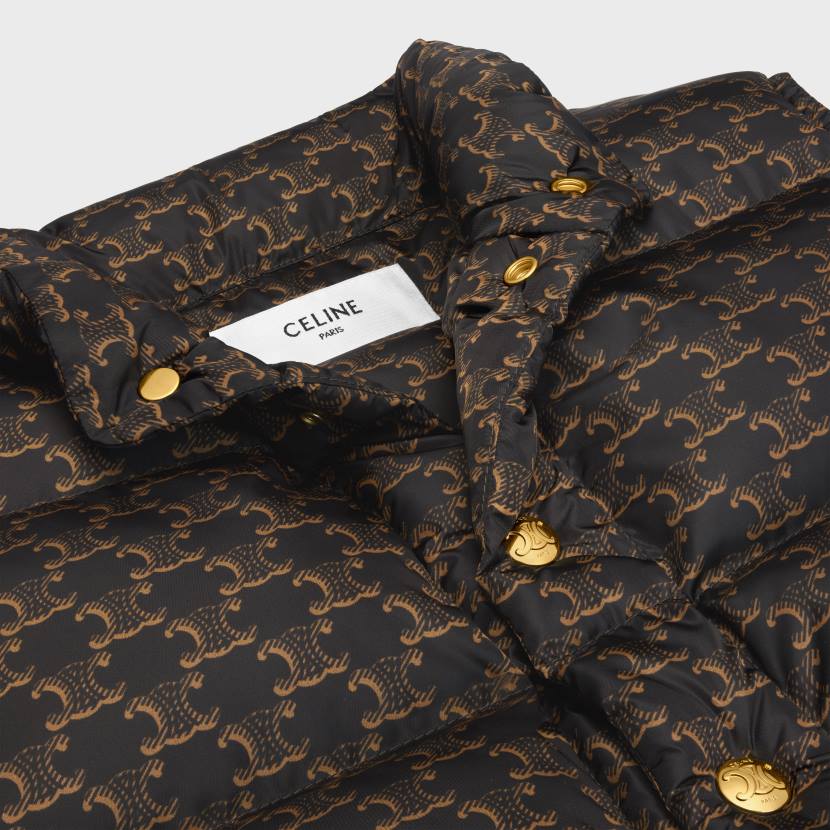 vestir CELINE chaleco acolchado de nailon Monogram beige/negro mujer NL48706