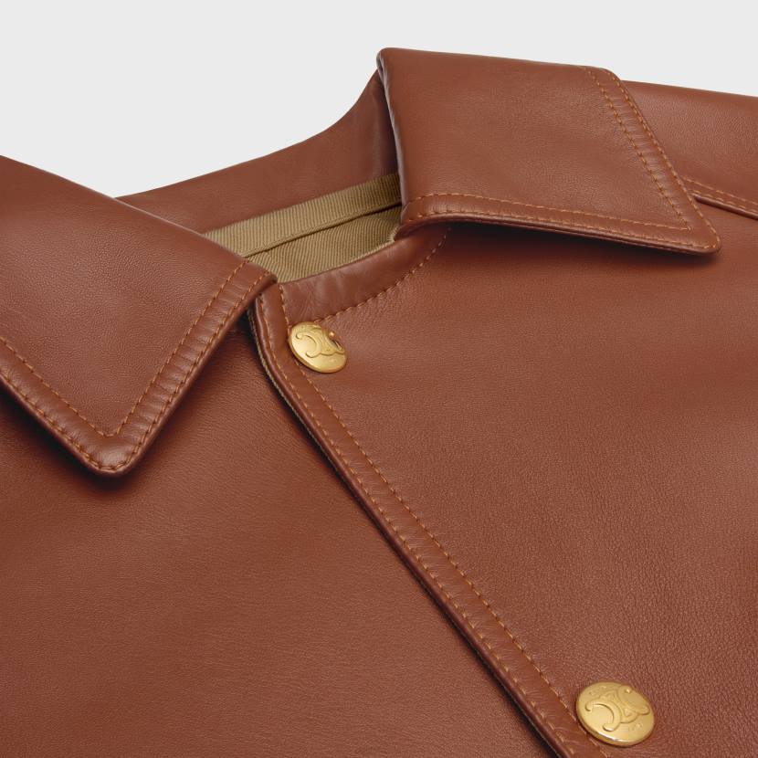 vestir CELINE parka extragrande en piel de cordero suave coñac mujer NL48622