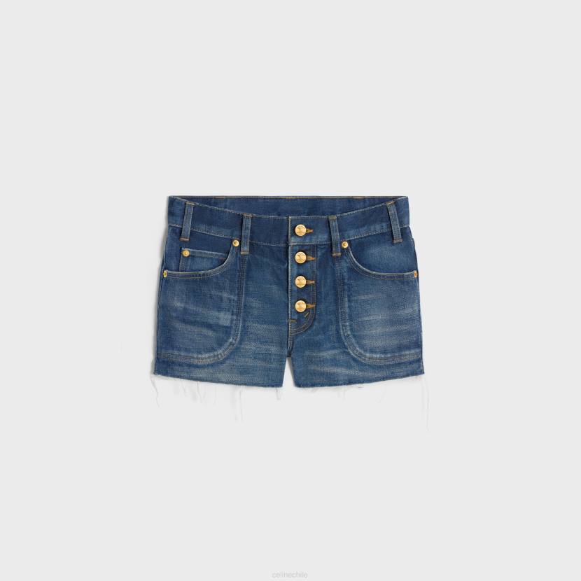 vestir CELINE mini shorts de mezclilla lavado de unión oscuro mujer NL48591