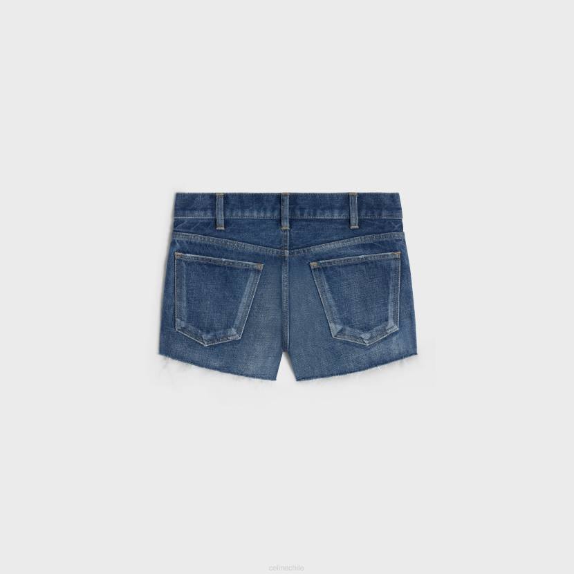 vestir CELINE mini shorts de mezclilla lavado de unión oscuro mujer NL48591