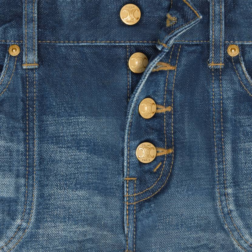 vestir CELINE mini shorts de mezclilla lavado de unión oscuro mujer NL48591