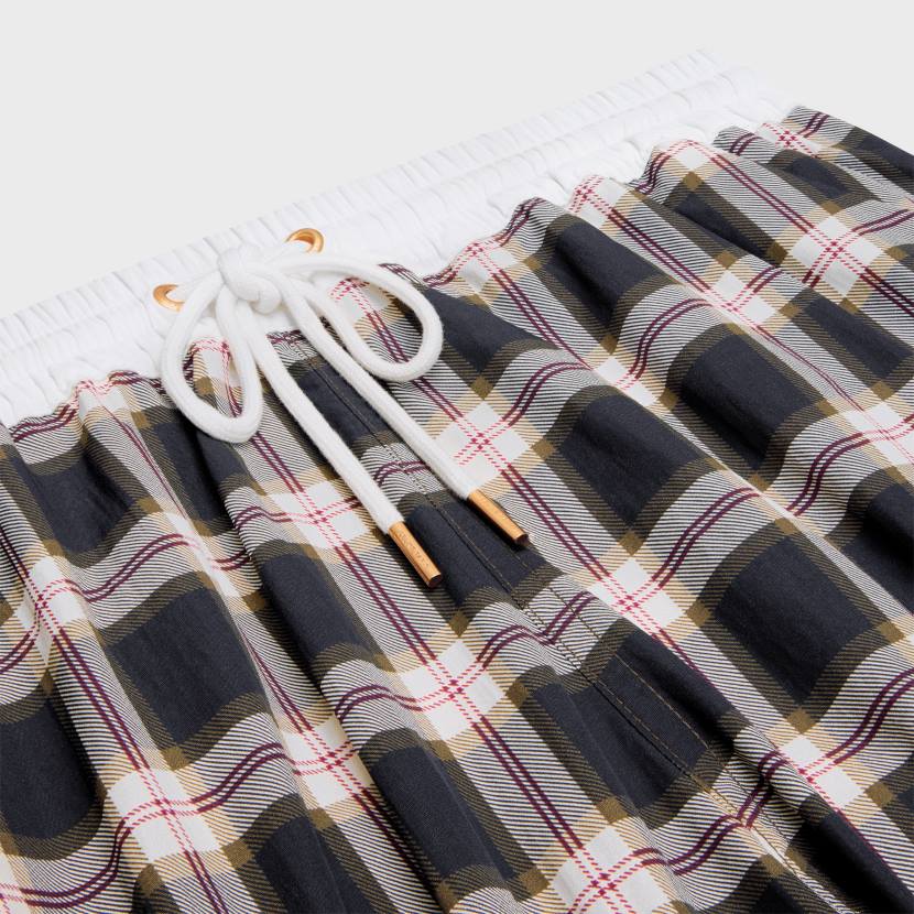 vestir CELINE mini shorts panamá de cuadros antracita/craie/rojo mujer NL48683