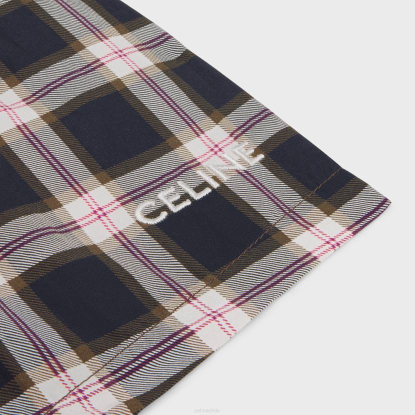 vestir CELINE mini shorts panamá de cuadros antracita/craie/rojo mujer NL48683