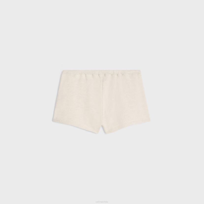 vestir CELINE mini shorts paris de felpa de algodón crema/negro mujer NL48598
