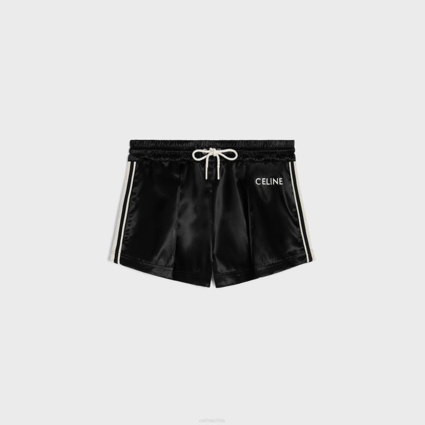 vestir CELINE minishorts de chándal de nailon con acabado satinado negro mujer NL48592