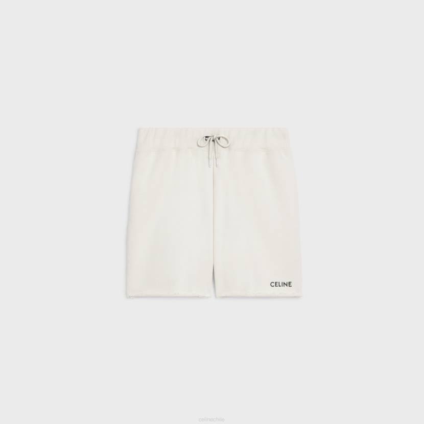 vestir CELINE pantalones cortos sueltos en felpa de algodón crema/negro mujer NL48888