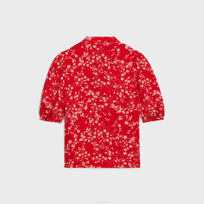 vestir CELINE blusa lavalliere de georgette de seda colorete/craie mujer NL48842