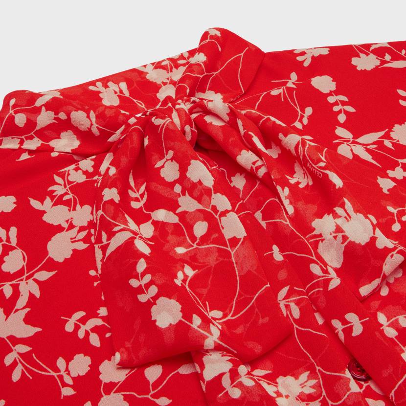 vestir CELINE blusa lavalliere de georgette de seda colorete/craie mujer NL48842