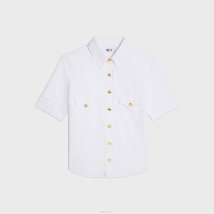 vestir CELINE camisa chelsea de batista de algodón blanco mujer NL48844