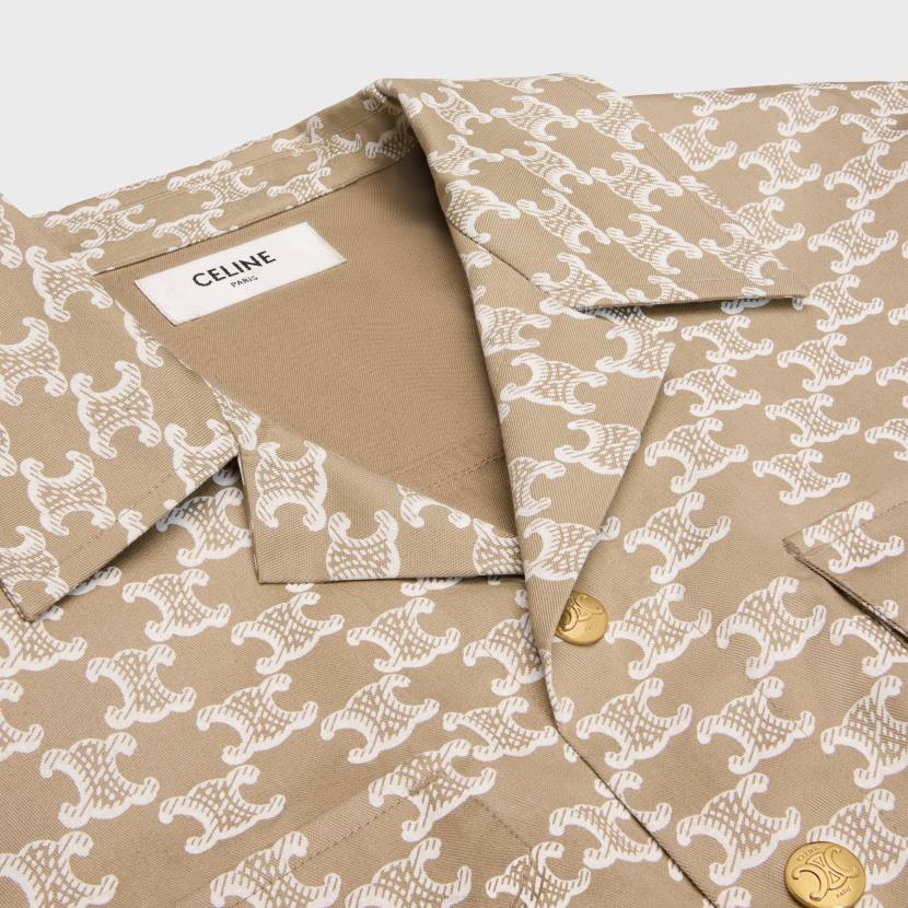 vestir CELINE camisa corta de algodón técnico blanco roto/beige mujer NL48639