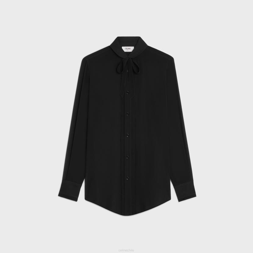vestir CELINE camisa romy de georgette de seda negro mujer NL48636