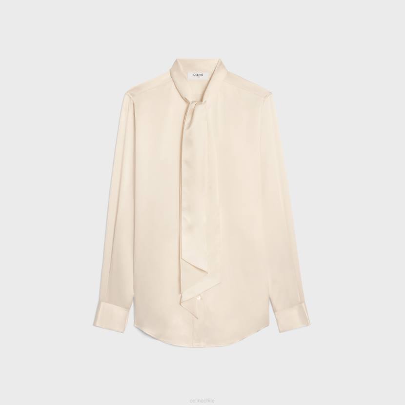 vestir CELINE camisa romy de satén de seda blanquecino mujer NL48829
