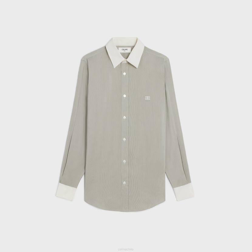 vestir CELINE camisa romy de seda a rayas craie/negro mujer NL48837