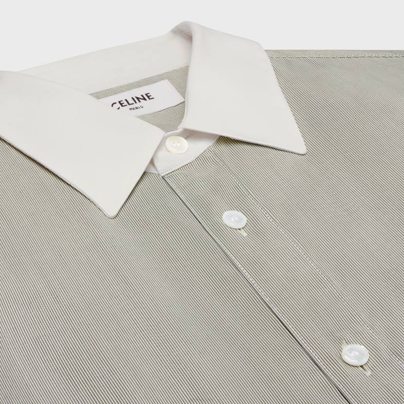 vestir CELINE camisa romy de seda a rayas craie/negro mujer NL48837