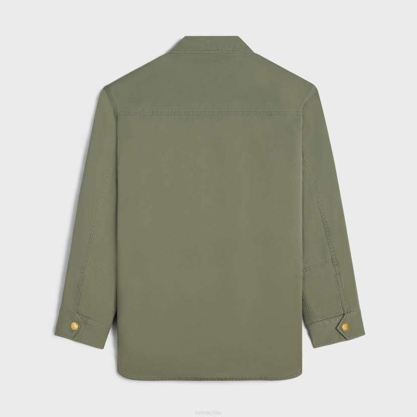 vestir CELINE sobrecamisa de algodón técnico kaki mujer NL48633