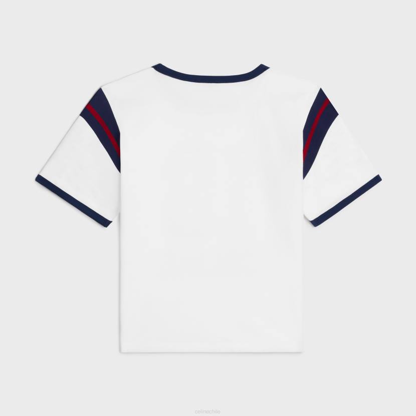 vestir CELINE Camiseta 16 boxy de punto de algodón blanquecino/touareg/óxido mujer NL48678