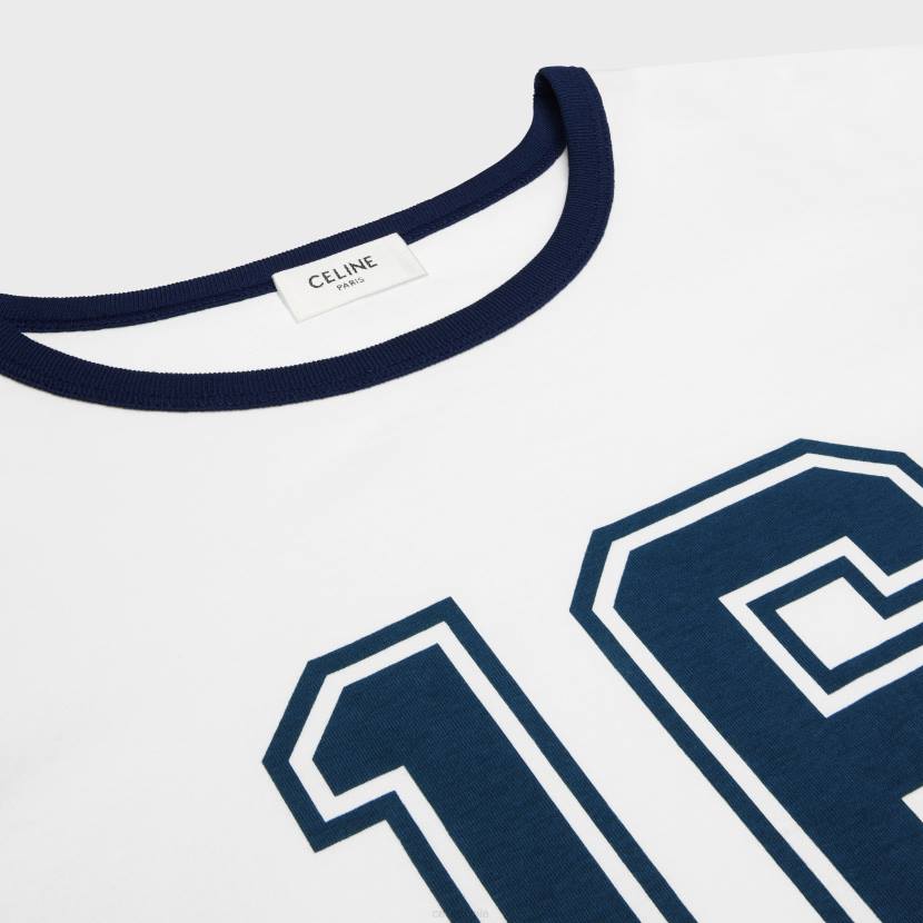 vestir CELINE Camiseta 16 boxy de punto de algodón blanquecino/touareg/óxido mujer NL48678