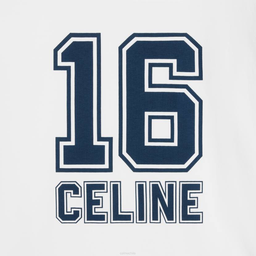 vestir CELINE Camiseta 16 boxy de punto de algodón blanquecino/touareg/óxido mujer NL48678