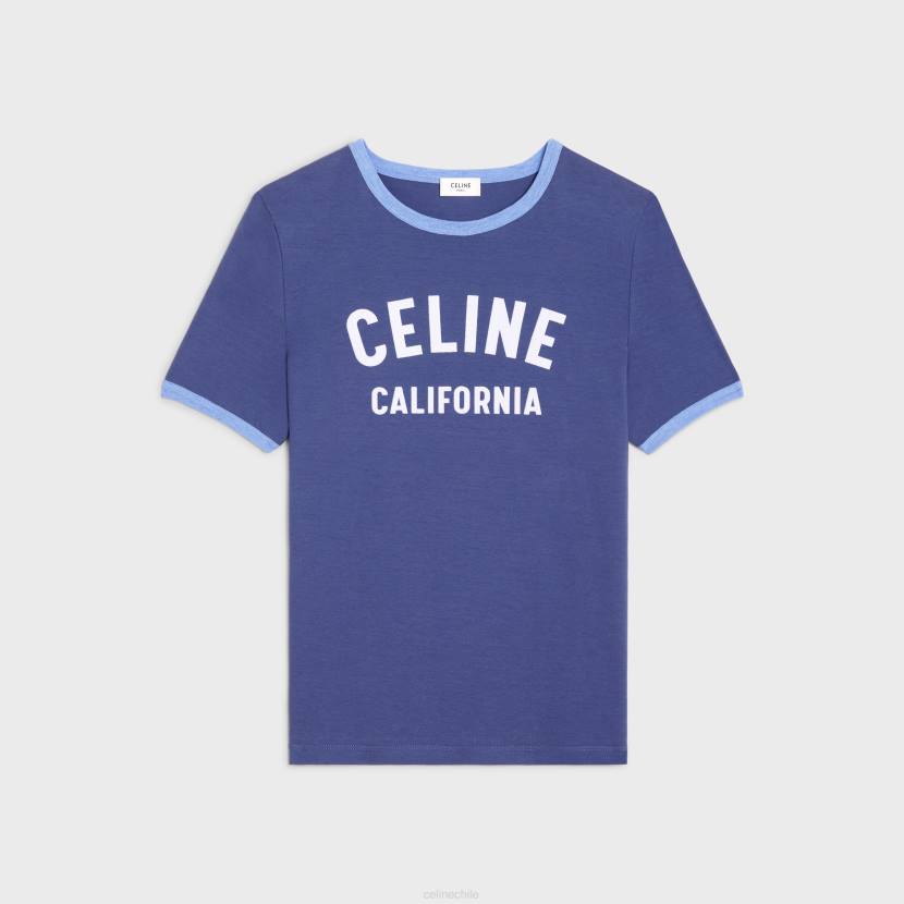 vestir CELINE Camiseta California años 70 en punto de algodón azul oscuro/azul claro/cr mujer NL48775