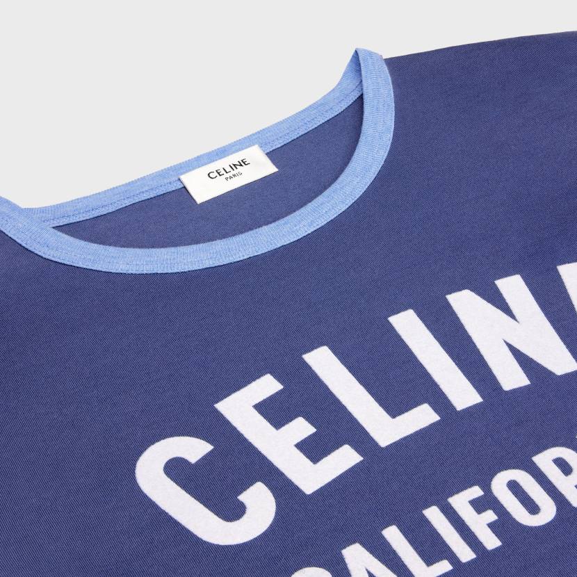 vestir CELINE Camiseta California años 70 en punto de algodón azul oscuro/azul claro/cr mujer NL48775