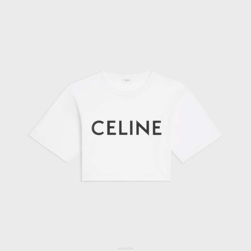 vestir CELINE camiseta corta en punto de algodón crudo/negro mujer NL48784