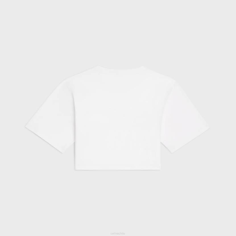 vestir CELINE camiseta corta en punto de algodón crudo/negro mujer NL48784