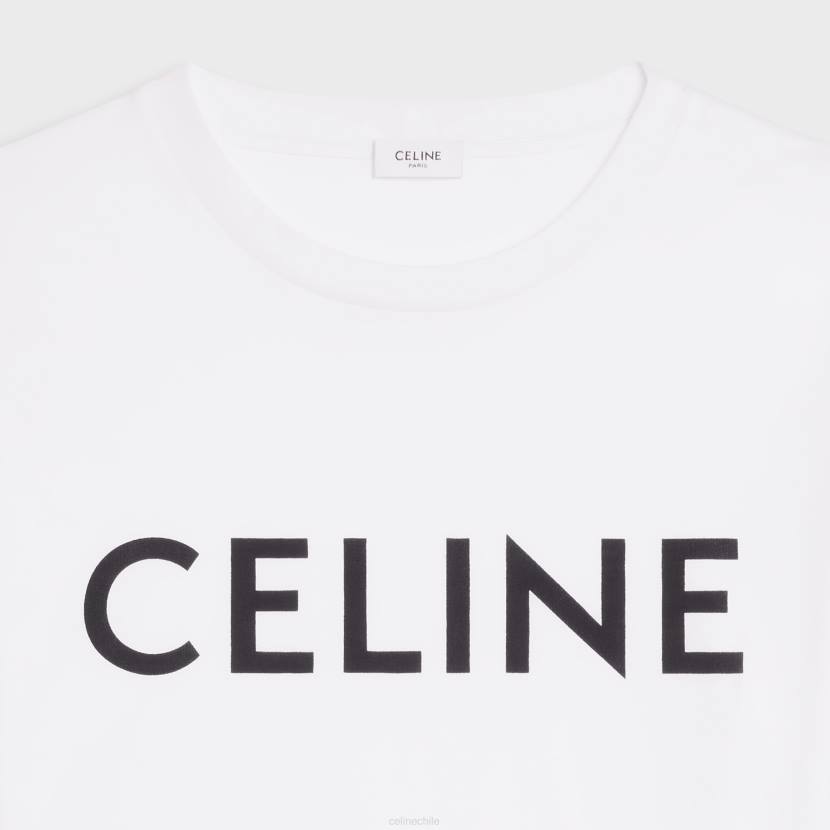 vestir CELINE camiseta corta en punto de algodón crudo/negro mujer NL48784