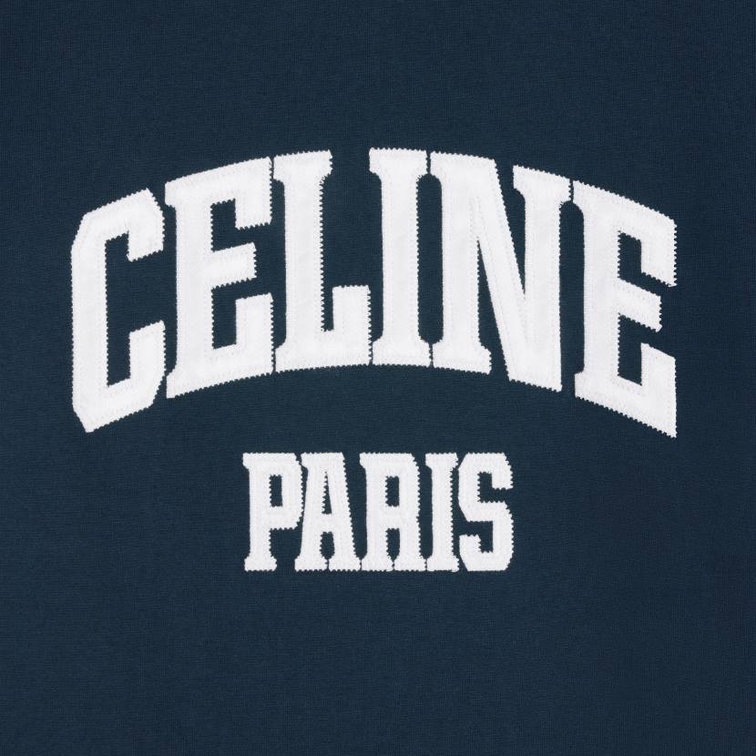 vestir CELINE camiseta paris años 70 en punto de algodón azul marino/blanco roto mujer NL48675