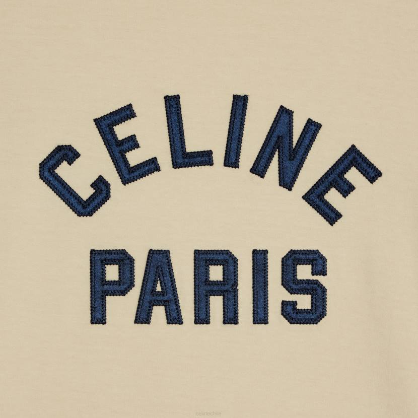 vestir CELINE camiseta paris años 70 en punto de algodón fonce champagne/azul marino mujer NL48676