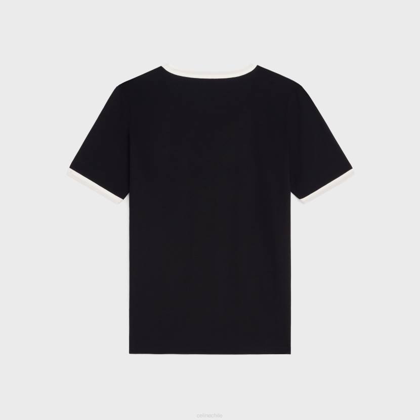 vestir CELINE camiseta paris en punto de algodón blanco negro mujer NL48673