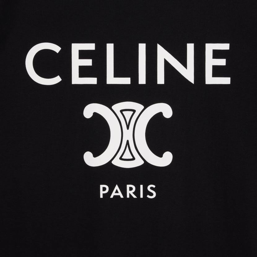 vestir CELINE camiseta paris en punto de algodón blanco negro mujer NL48673