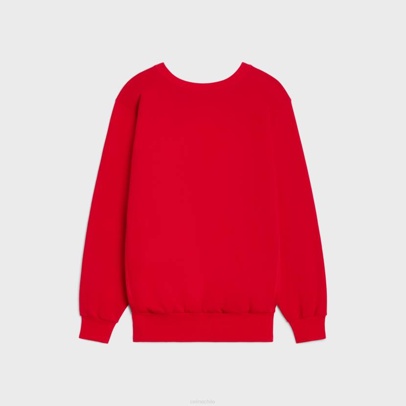 vestir CELINE sudadera oversize de felpa de algodón colorete profundo/negro/blanco roto mujer NL48670