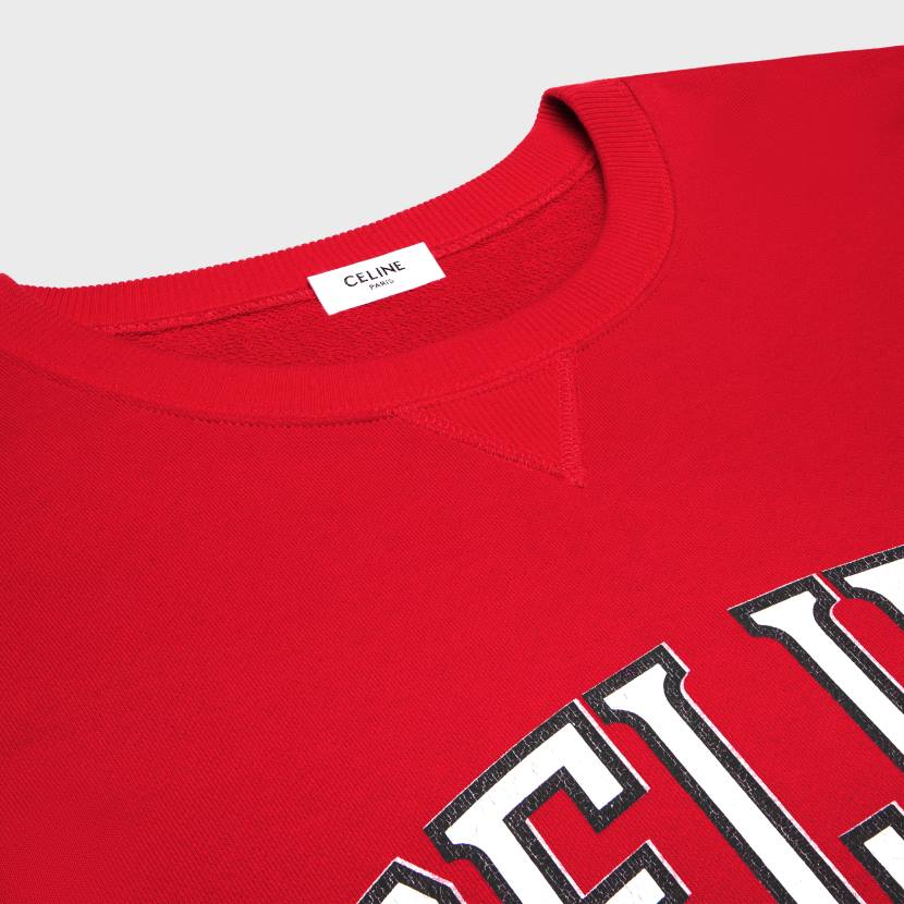 vestir CELINE sudadera oversize de felpa de algodón colorete profundo/negro/blanco roto mujer NL48670