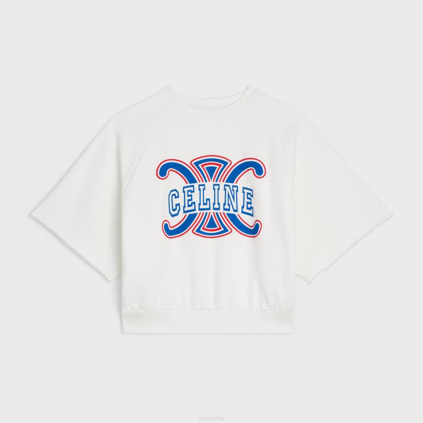 vestir CELINE sudadera triomphe de felpa de algodón blanco/rojo/azul mujer NL48782
