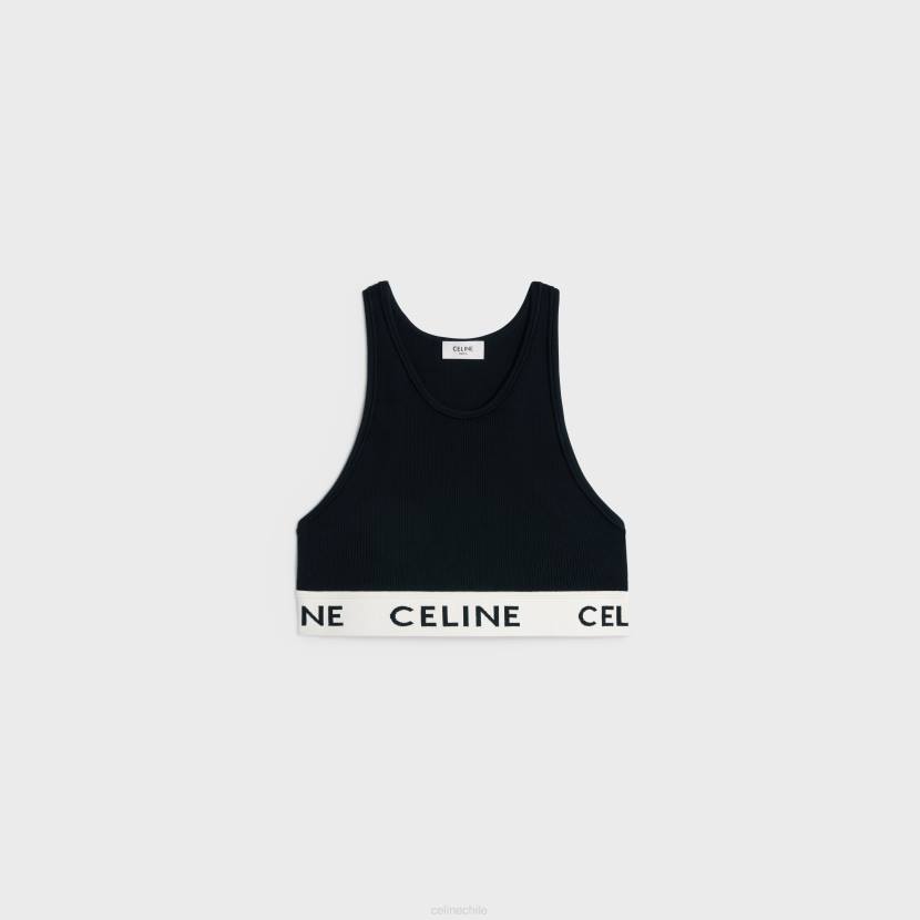 vestir CELINE sujetador de malla atlética negro/crema mujer NL48786