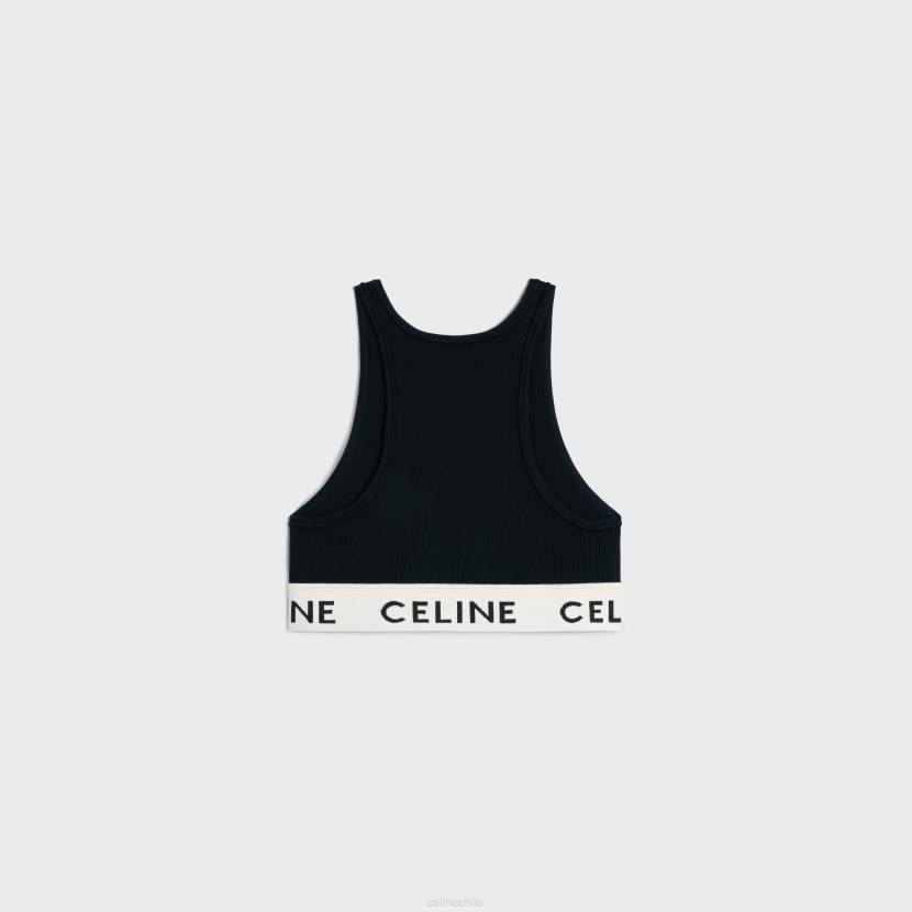 vestir CELINE sujetador de malla atlética negro/crema mujer NL48786