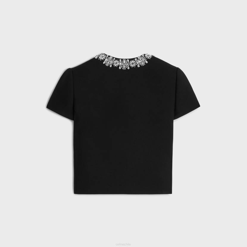 vestir CELINE Chaqueta Chelsea bordada de lana en diagonal negro mujer NL48551