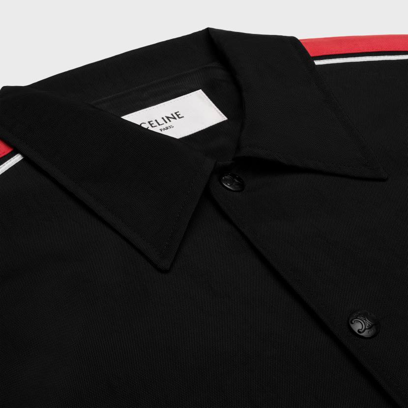 vestir CELINE Chaqueta Paris Coach de sarga de nailon negro mujer NL48663