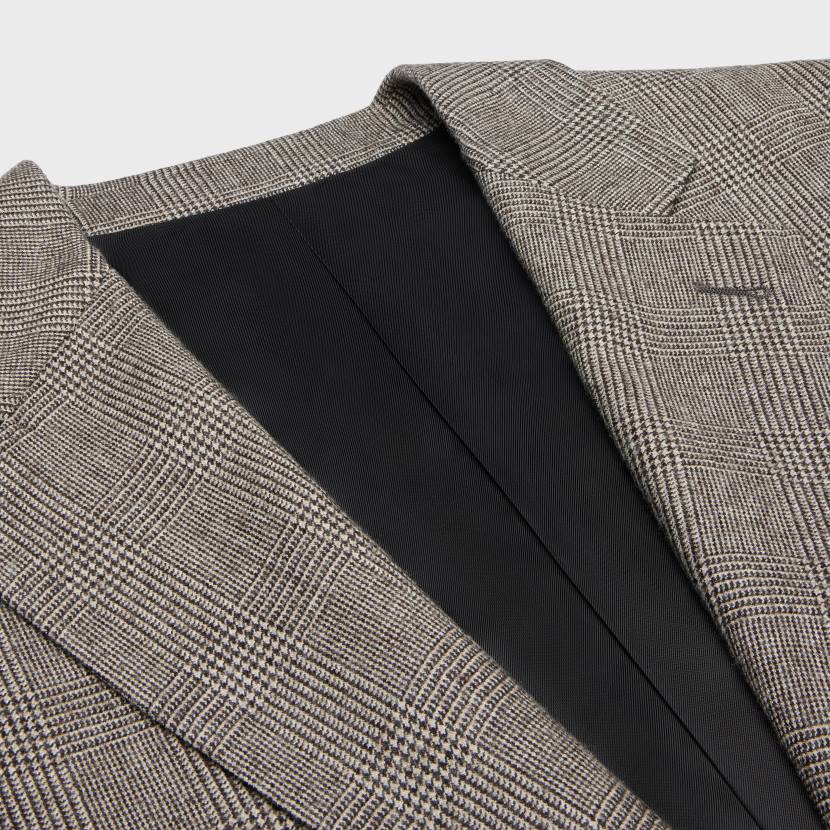 vestir CELINE Chaqueta Tomboy de franela a cuadros Príncipe de Gales ebene/ficelle mujer NL48720