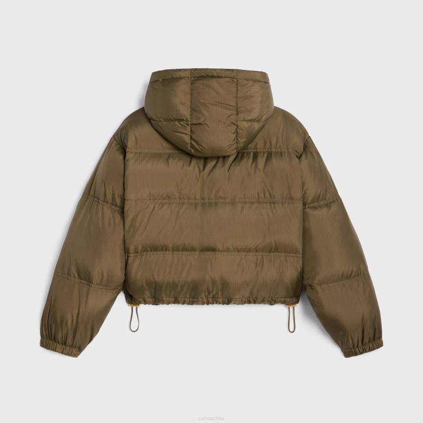 vestir CELINE Chaqueta corta de plumas Triomphe de nailon ligero kaki mujer NL48705