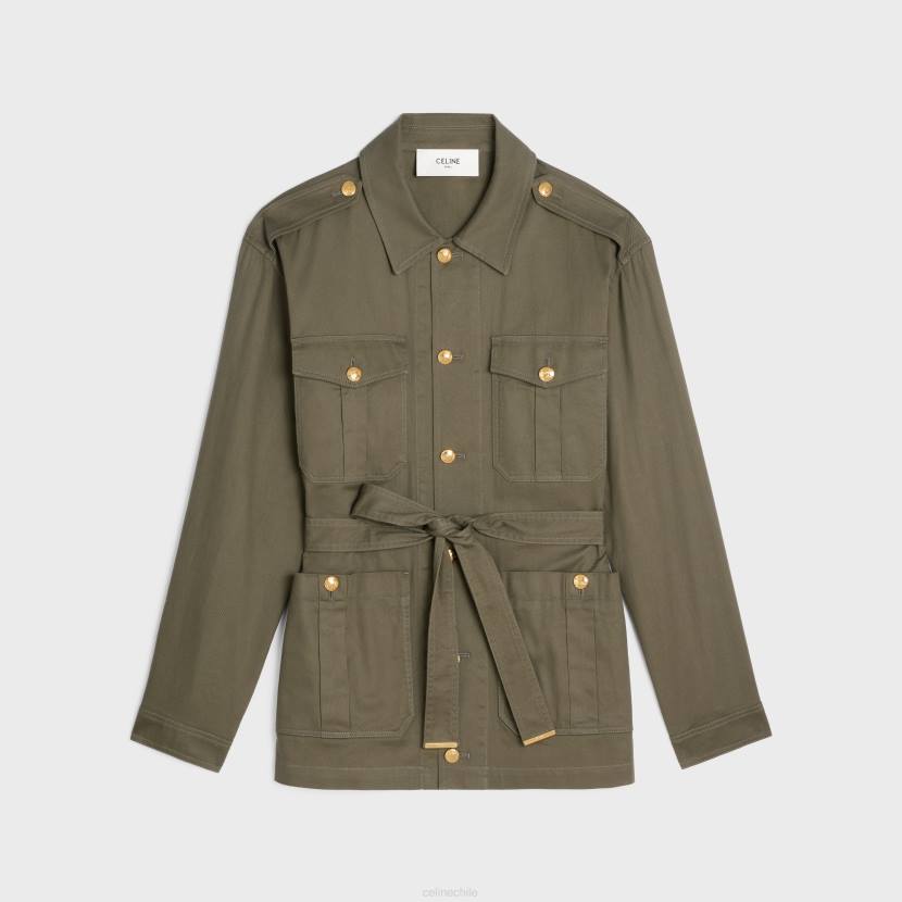 vestir CELINE Chaqueta "saharienne" de sarga ligera kaki mujer NL48700