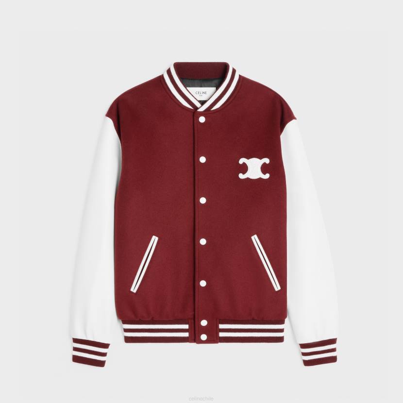 vestir CELINE Chaqueta teddy universitaria de cachemira de doble cara viña mujer NL48729