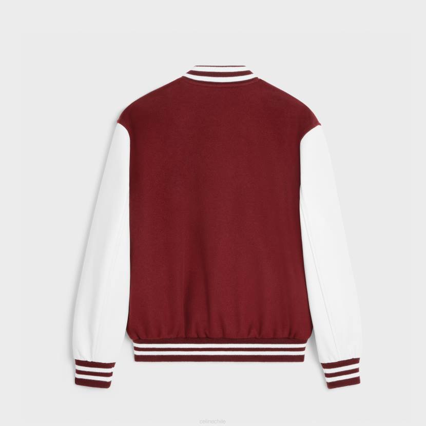 vestir CELINE Chaqueta teddy universitaria de cachemira de doble cara viña mujer NL48729