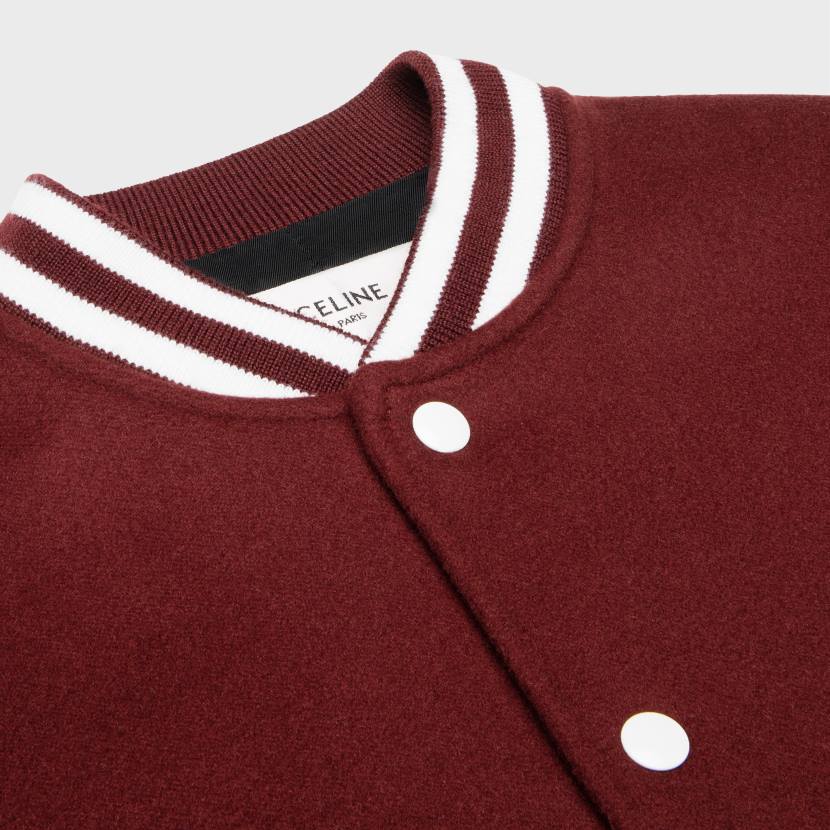 vestir CELINE Chaqueta teddy universitaria de cachemira de doble cara viña mujer NL48729