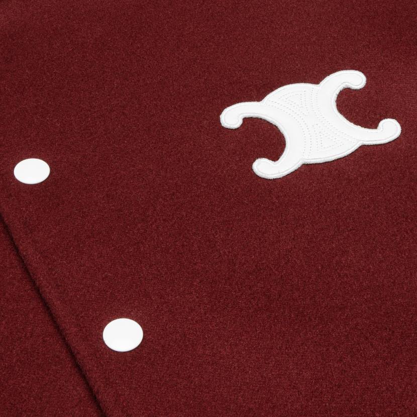 vestir CELINE Chaqueta teddy universitaria de cachemira de doble cara viña mujer NL48729