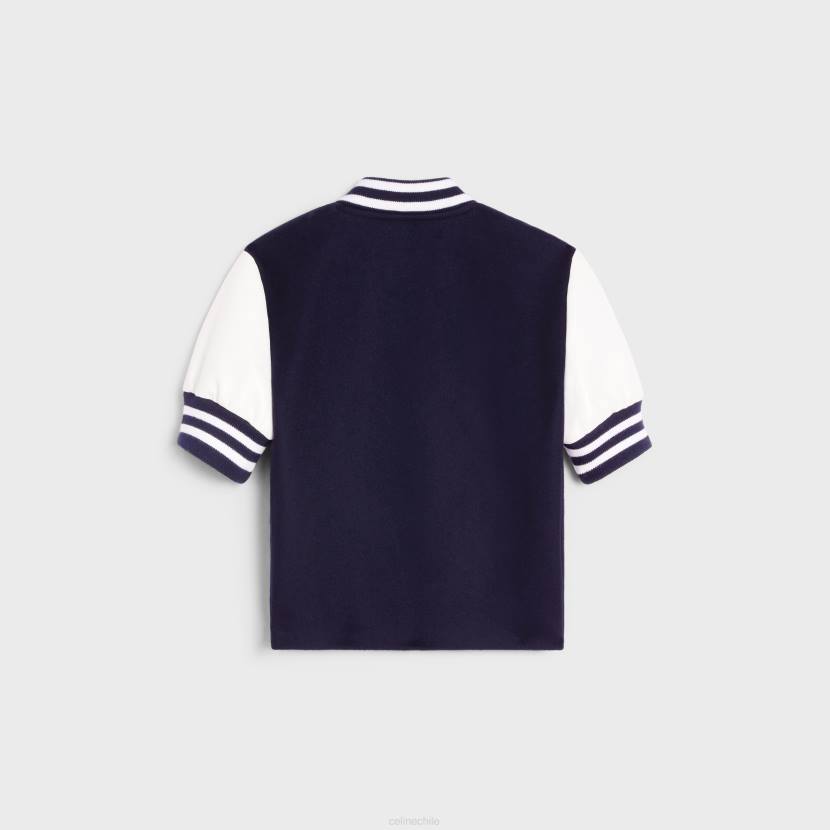 vestir CELINE Chaqueta tipo peluche Chelsea de cachemira de doble cara Armada mujer NL48730