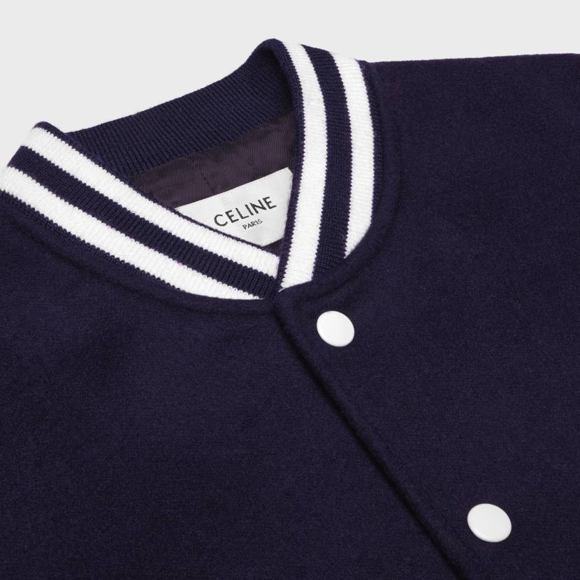 vestir CELINE Chaqueta tipo peluche Chelsea de cachemira de doble cara Armada mujer NL48730